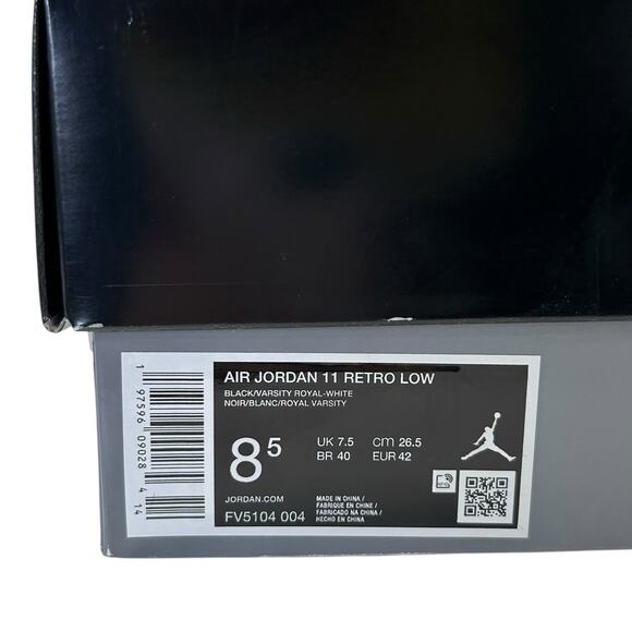 Nike Air Jordan 11 Retro Low Black Varsity Royal White Sneakers Mens 8.5 main image 10